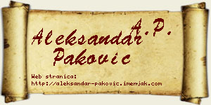 Aleksandar Paković vizit kartica